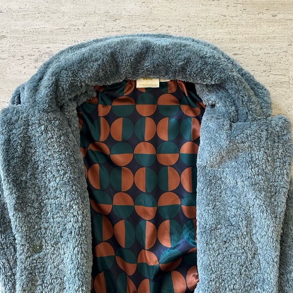 Anthropologie Maeve Lisanne Oversized Faux Fur Coat, Sky Blue - Picture 7 of 15